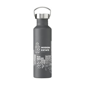 Nebraska waterfles 800ml - gerecycled RVS - lekvrij - draagring-Grijs