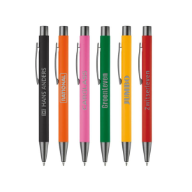 New York balpen - metaal - blauwe inkt - soft touch - metalen clip