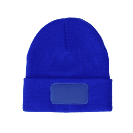 Nilton's gebreide muts - acryl - met label - met omslag-Kobaltblauw