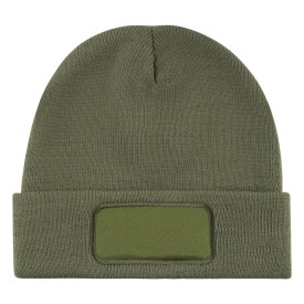 Nilton's gebreide muts - acryl - met label - met omslag-Olijf groen