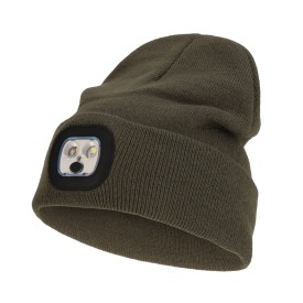 Nilton's gebreide muts - acryl - met ledlamp - met omslag-Army green