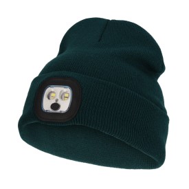 Nilton's gebreide muts - acryl - met ledlamp - met omslag-Bottle green