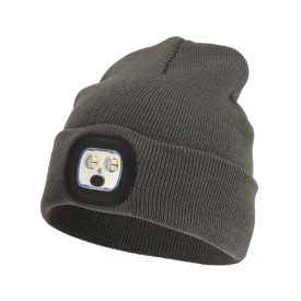 Nilton's gebreide muts - acryl - met ledlamp - met omslag-Donkergrijs