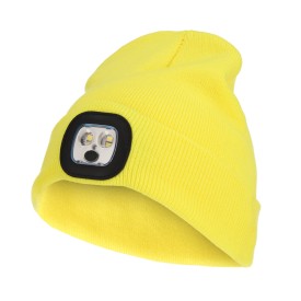 Nilton's gebreide muts - acryl - met ledlamp - met omslag-Geel