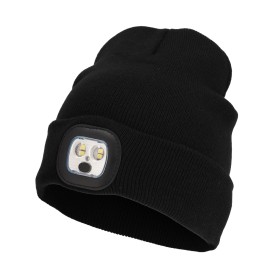 Nilton's gebreide muts - acryl - met ledlamp - met omslag-Zwart
