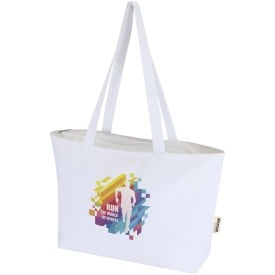 Ningbo shopper - canvas - 320g/m² - 47 x 30,5 x 11 cm - met ritssluiting - lange hengsels-Wit
