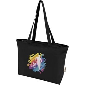 Ningbo shopper - canvas - 320g/m² - 47 x 30,5 x 11 cm - met ritssluiting - lange hengsels-Zwart