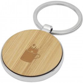 Nino ronde sleutelhanger - bamboe - Ø 4 cm - zink behuizing