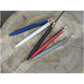 Nooshin balpen - gerecycled aluminium - zwarte inkt - bamboe drukknop