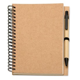 Bloquero notitieboek - gerecycled papier - 140 vellen - gerecycled balpen met blauwe inkt