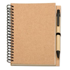 Bloquero notitieboek - gerecycled papier - 140 vellen - gerecycled balpen met blauwe inkt