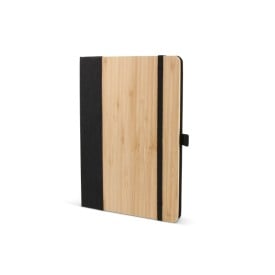 Notitieboek - A5 - bamboe/rPET polyester - 80 vellen - met elastieksluiting en lint
