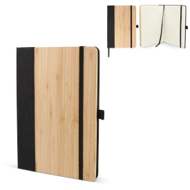 Notitieboek - A5 - bamboe/rPET polyester - 80 vellen - met elastieksluiting en lint