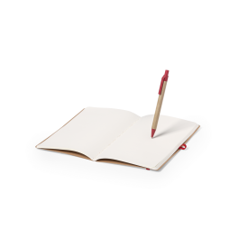 Esteka notitieboek - A5 - gerecycled karton - 60 vellen - pennenhouder en sluitelastiek - inclusief balpen