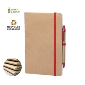 Esteka notitieboek - A5 - gerecycled karton - 60 vellen - pennenhouder en sluitelastiek - inclusief balpen