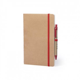 Esteka notitieboek - A5 - gerecycled karton - 60 vellen - pennenhouder en sluitelastiek - inclusief balpen