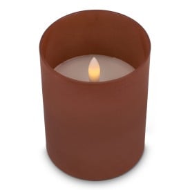 Nyelle oplaadbare LED Wax kaars in glas-Bruin
