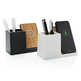 Ontario oplader - 10W - gerecycled kunststof - draadloos - pennenbakje - USB poorten