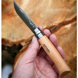 Opinel Inox No 08 zakmes in een riemetui