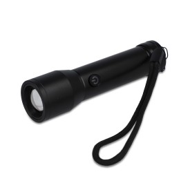 Oplaadbare IPX4-zaklamp van gerecycled aluminium-Zwart