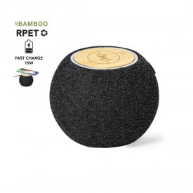 Cedric luidspreker - 5W - gerecycled kunststof en bamboe - bluetooth - met draadloze oplader