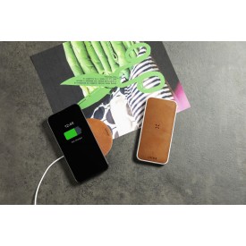 Sarkul oplader - 15W - gerecycled kunststof / leer - draadloos - antislipvoet