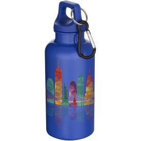 Oregon 400 ml effen waterfles van RCS gecertificeerd gerecycled plastic met karabijnhaak -Donkerblauw