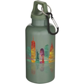 Oregon 400 ml effen waterfles van RCS gecertificeerd gerecycled plastic met karabijnhaak -Gemêleerd groen
