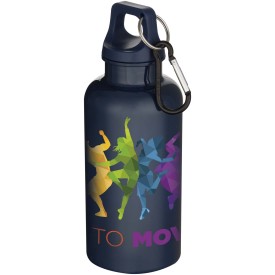 Oregon 400 ml effen waterfles van RCS gecertificeerd gerecycled plastic met karabijnhaak -Marineblauw