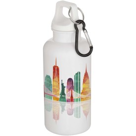 Oregon 400 ml effen waterfles van RCS gecertificeerd gerecycled plastic met karabijnhaak -Wit