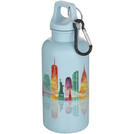 Oregon 400 ml effen waterfles van RCS gecertificeerd gerecycled plastic met karabijnhaak -Wolkenblauw