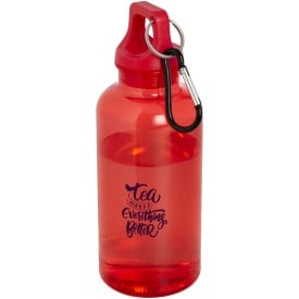Oregon 400 ml waterfles van RCS-gecertificeerd gerecycled plastic met karabijnhaak-Rood