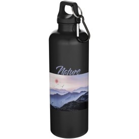 Oregon 750 ml effen RCS gerecycleerde plastic drinkfles met karabijnhaak-Zwart