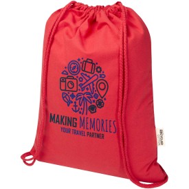 Oregon Blend 140 g/m² GRS gerecyclede tas met trekkoord 5 l-Rood
