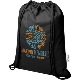 Oregon Blend 140 g/m² GRS gerecyclede tas met trekkoord 5 l-Zwart