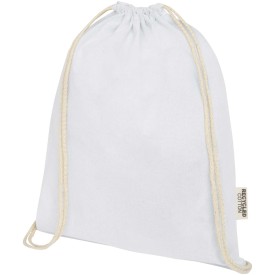 Oregon tas met trekkoord van 140 g/m² GRS gerecycled katoen-Wit