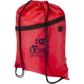 Oriole RPET-tas met trekkoord en voorvak met ritssluiting, 5 liter-Rood