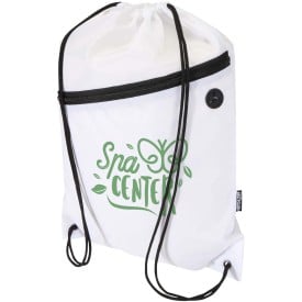 Oriole RPET-tas met trekkoord en voorvak met ritssluiting, 5 liter-Wit