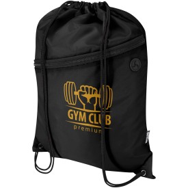 Oriole RPET-tas met trekkoord en voorvak met ritssluiting, 5 liter-Zwart