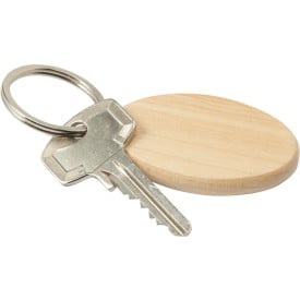 Katherine ovale sleutelhanger - hout - 6.2 cm