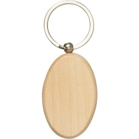 Katherine ovale sleutelhanger - hout - 6.2 cm