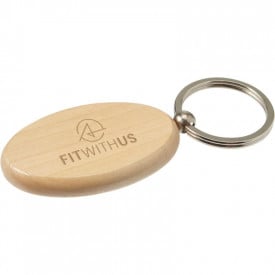 Katherine ovale sleutelhanger - hout - 6.2 cm