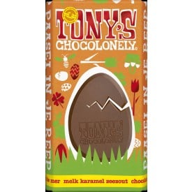 Tony's Chocolonely paas chocoladereep - 180 gram - melk karamel zeezout - gepersonaliseerde wikkel