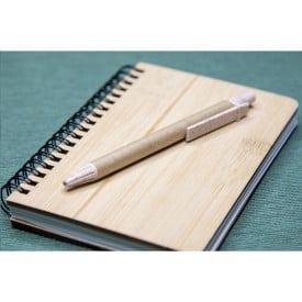 Balpen - papier en tarwestro - blauwe inkt