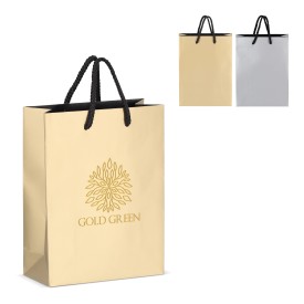 Papieren cadeautas 18 x 8 x 24cm 200g/m² - gerecycled polyester handvat