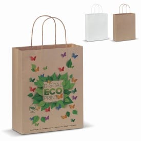Papieren tas 90 g/m² - A4 - bruin/wit - gedraaid koord