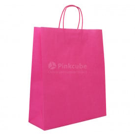Papieren tas met gedraaid koord A3-Hotpink