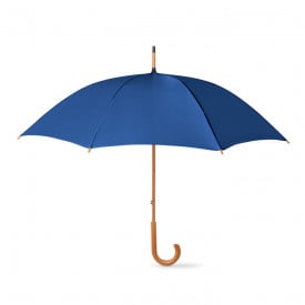 Paraplu met houten handvat handmatig-Blauw-Zonder opdruk