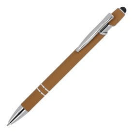 Paris stylus balpen - metaal - blauwe inkt - soft touch afwerking-Cognac