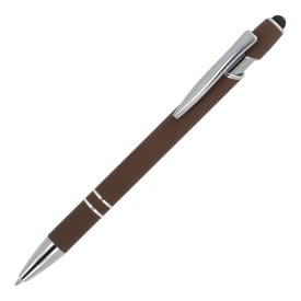 Paris stylus balpen - metaal - blauwe inkt - soft touch afwerking-Donker bruin